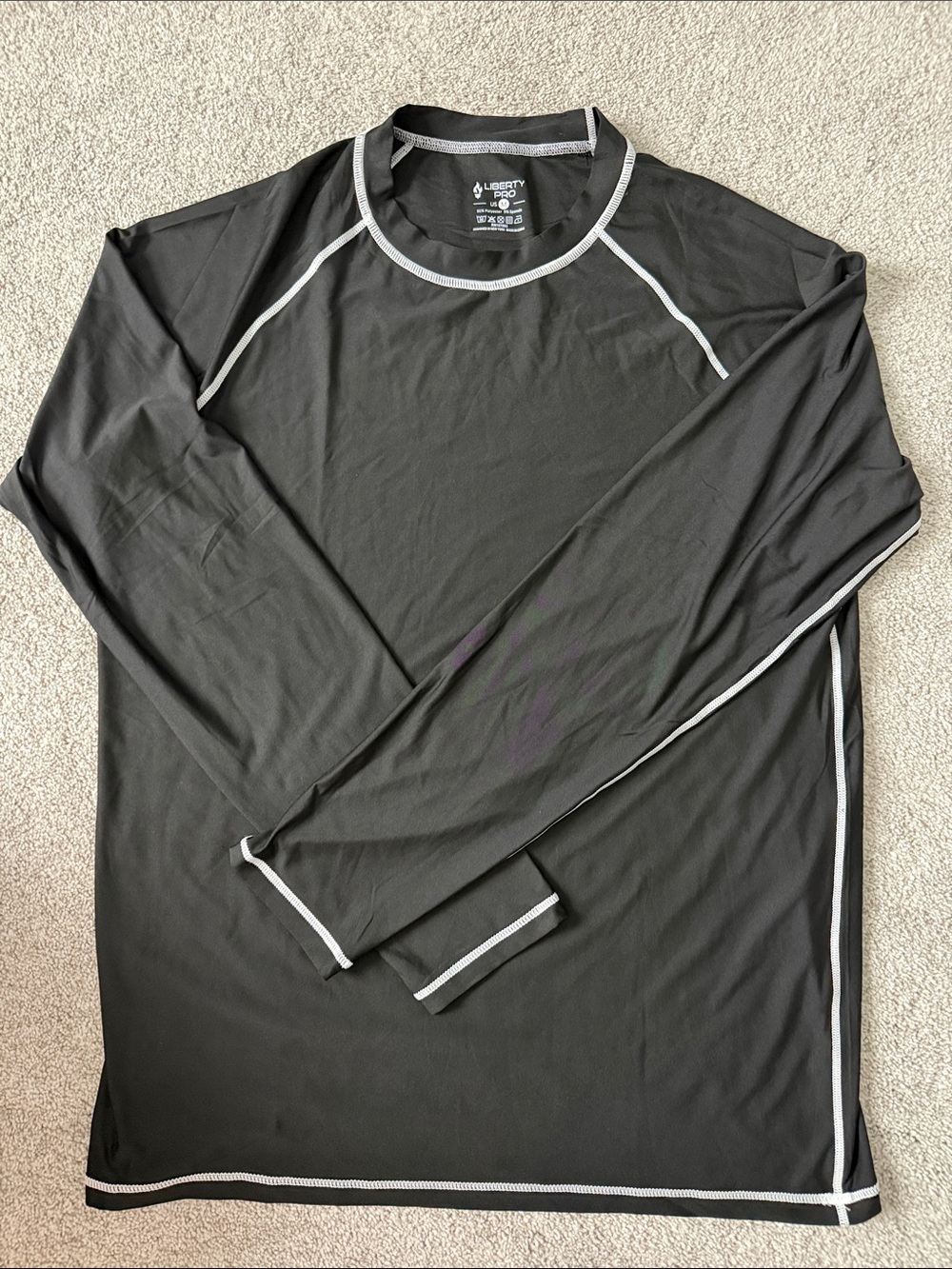 liberty Black Long-Sleeve Performance Top with Contrast Trim